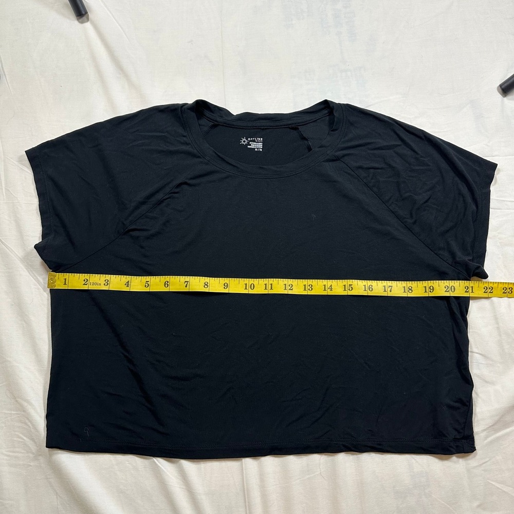 OFFLINE by Aerie Black Modal Oversized Crop T-Shirt Top XL - Picture 7 of 8